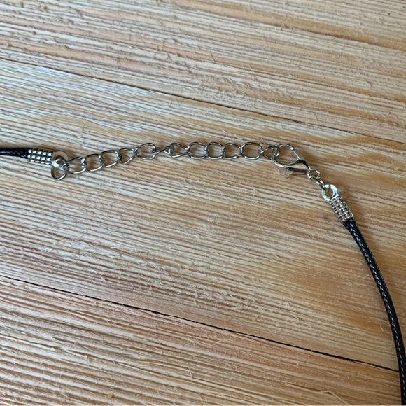 Snowflake Obsidian Crystal Healing Point Pendant Necklace Black Cord Chain 20" - Picture 7 of 8